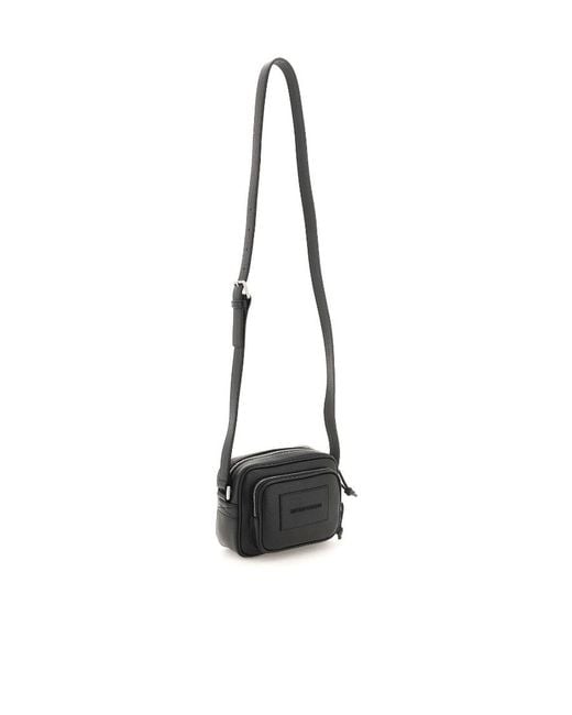 Emporio Armani Black Leather Shoulder Bag for men