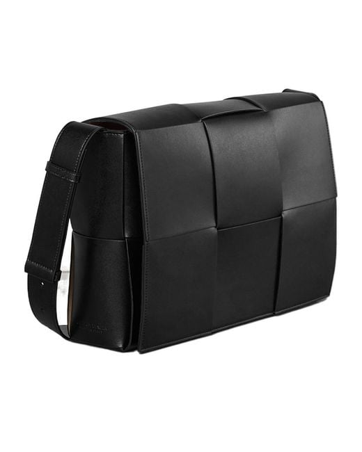 Bottega Veneta Black Intreciato Arco Large Crossbody Bag for men