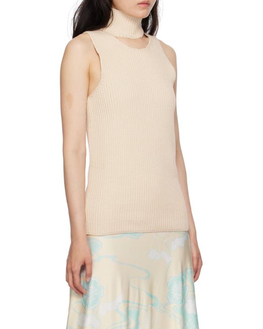Jil Sander Natural Cut-Out Detailed High-Neck Knitted Vest