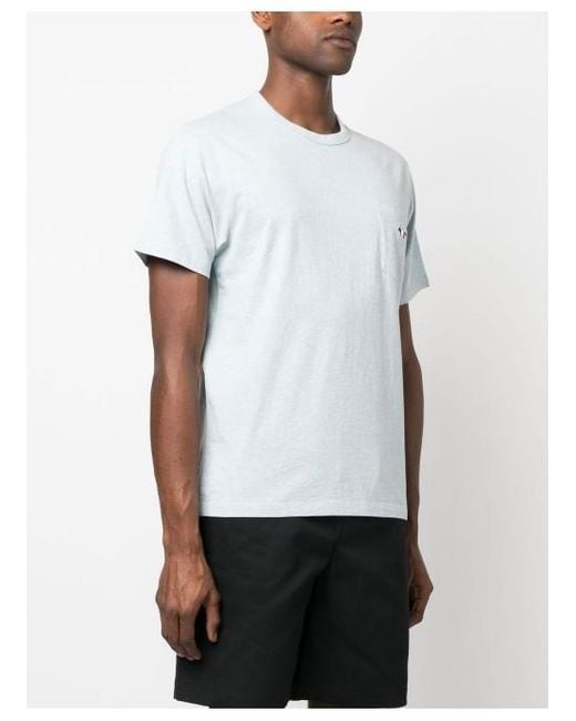 Maison Kitsuné White Maison Kitsuné Fox Embroidered Crewneck T-Shirt for men