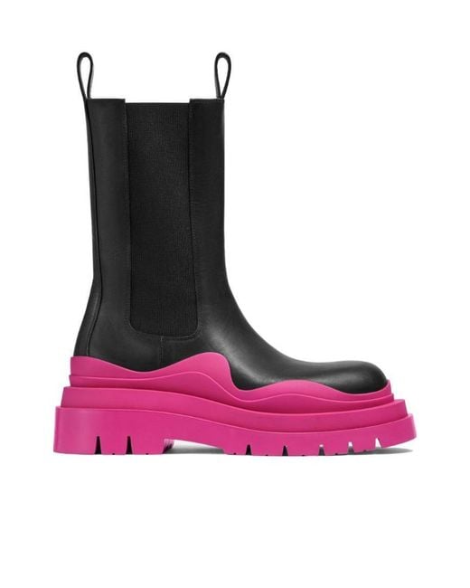Bottega Veneta Pink Tire Two-Tone Ankle Boots