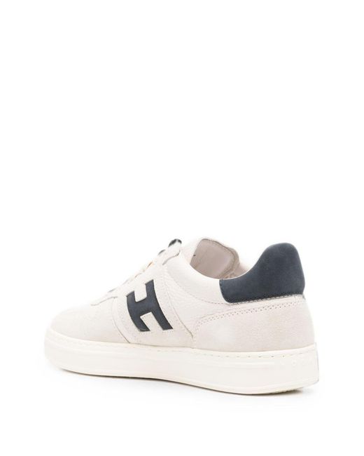 Hogan White H-Tv Logo-Patch Panelled Sneakers for men