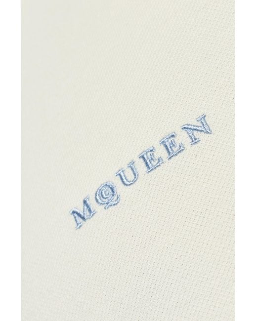 McQueen White Logo Embroidered Short-Sleeved Polo Shirt for men