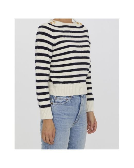 Céline Blue Boat Neck Marinière Sweater
