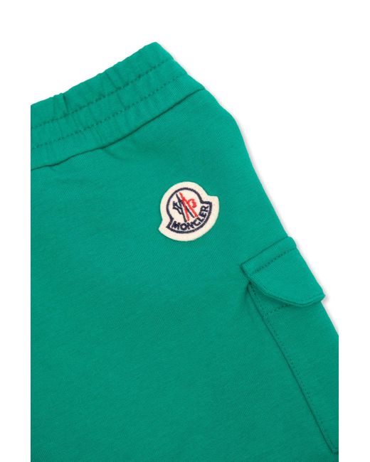 Moncler Green Logo-Patch Jersey Shorts