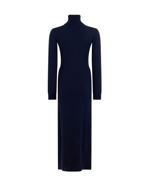 P.A.R.O.S.H. Blue P.A.R.O..H. High Neck Ruffled Knitted Dress
