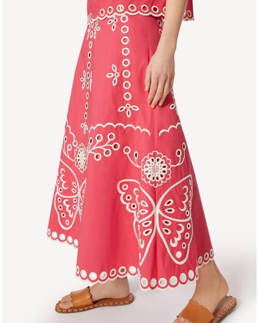 RED Valentino Pink Sangallo Embroidered Detail Skirt