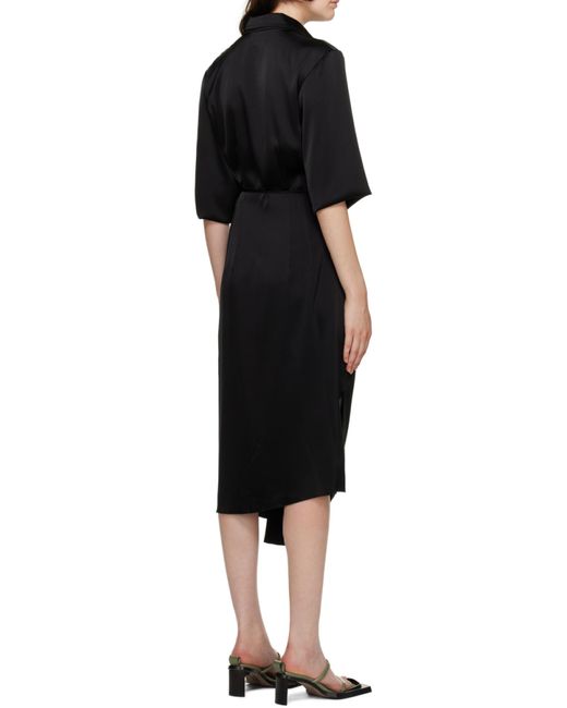 Nanushka Black Asymmetrical Wrapped Dress