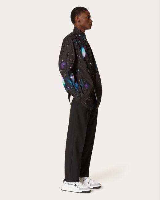 Valentino Gray Graphic-Print Long-Sleeve Shirt for men
