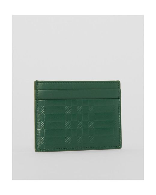 Burberry Green Plaid Embossed Card Holder for men
