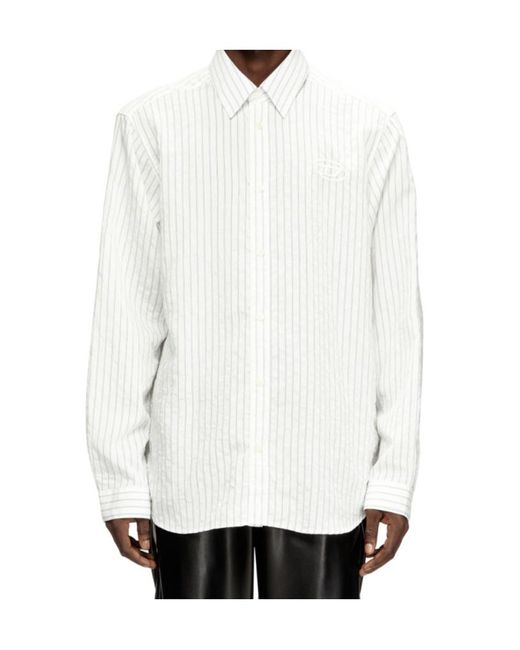 DIESEL White S-Simply-Gsbg Striped Shirt for men