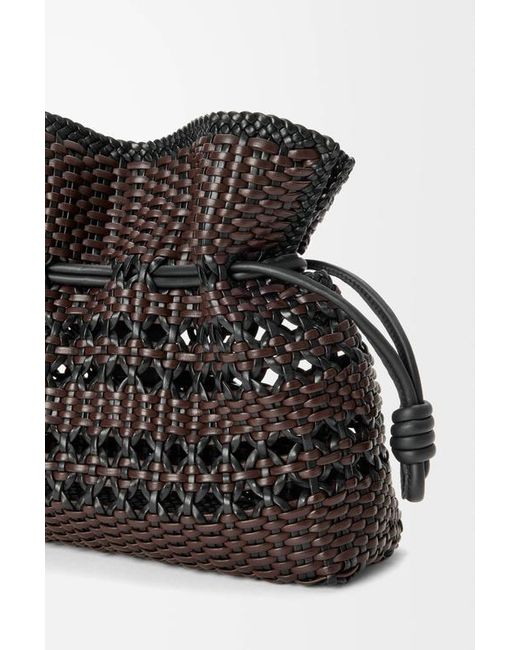 Loewe Black Leather Woven Flamenco Clutch Bag
