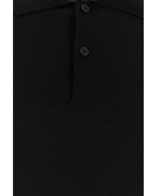 The Row Black Long-Sleeved Knitted Polo Shirt for men