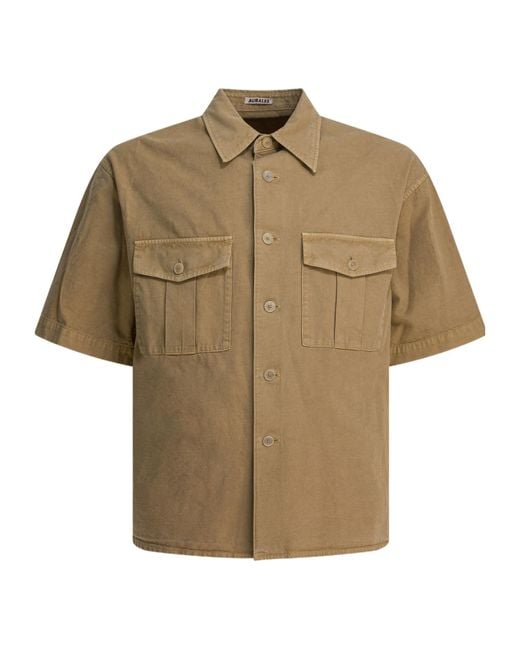 Auralee Natural Cargo Pocket Shirt for men