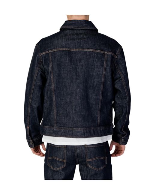 ARMANI EXCHANGE Blue Logo-Patch Denim Jacket for men