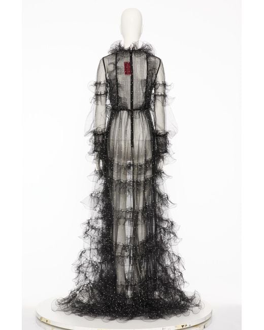 Valentino Gray Ruffle Dress