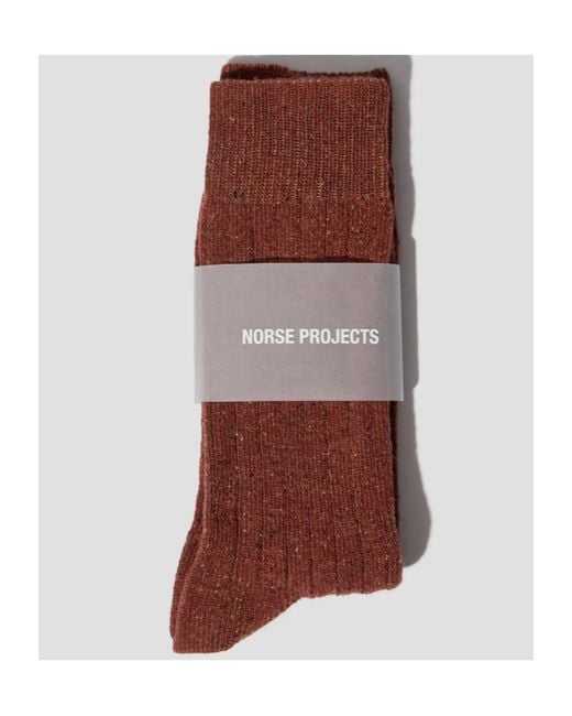 Norse Projects Brown Wool Blend Ribbed Socks for men