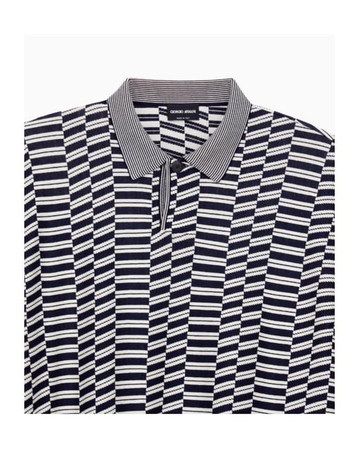 Giorgio Armani Blue Striped Polo Shirt for men