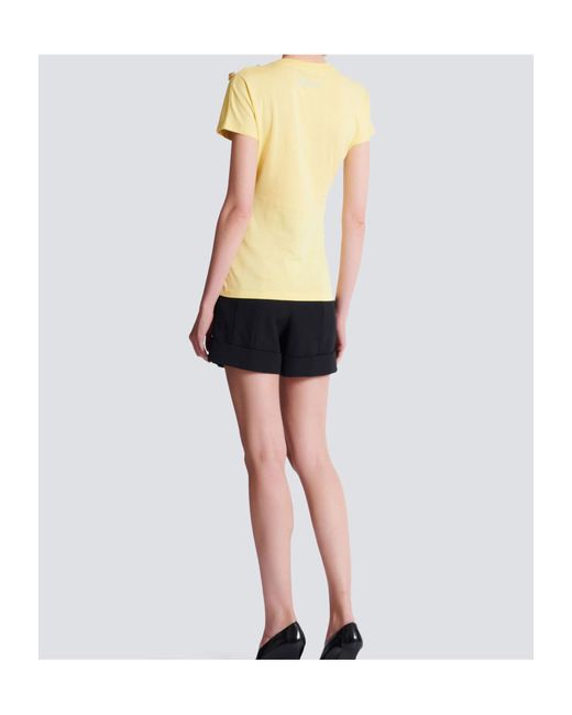 Balmain Yellow Buttons Draped T-Shirt