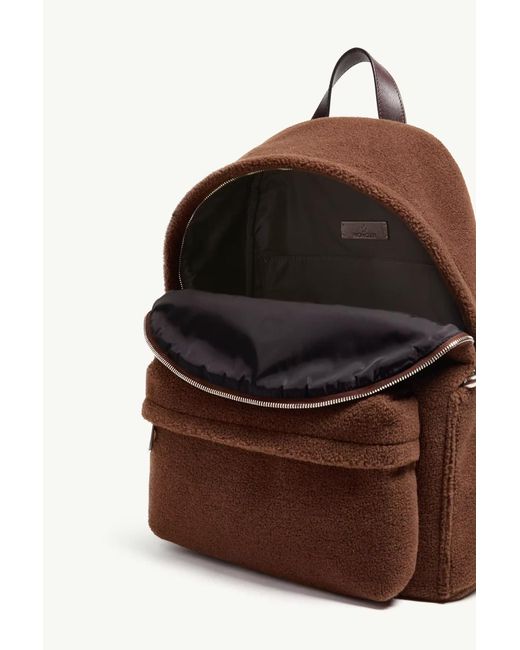 Moncler Brown Logo Patch Zipped Backpack for men