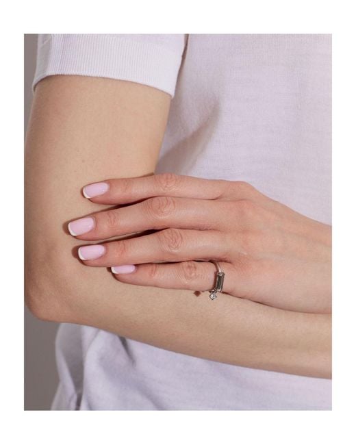 Jil Sander White Baguette Crystal Pendant Ring