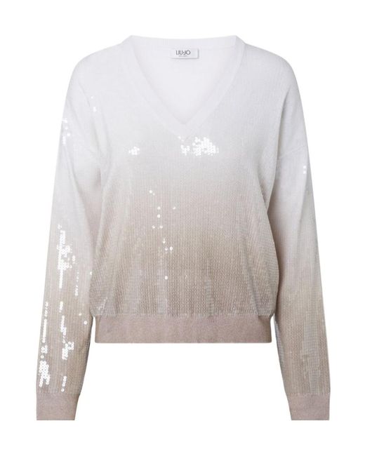 Liu Jo Gray Dégradé Sweater With Sequins