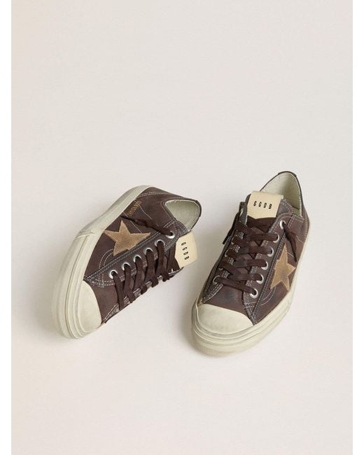 Golden Goose Deluxe Brand Brown V-Star Lace-Up Sneakers