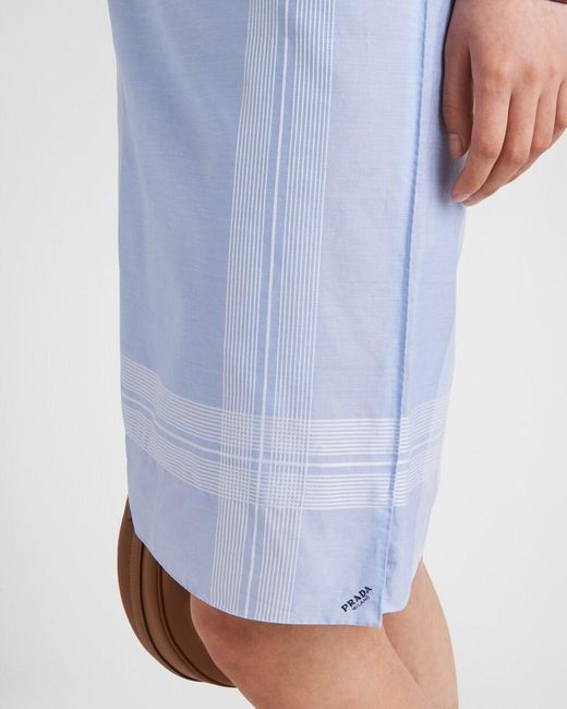 Prada Blue Checked Straight Hem Mini Skirt