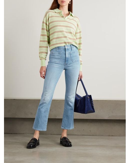 Mother Blue Hustler High-Waisted Flared Jeans With Patch Pockets