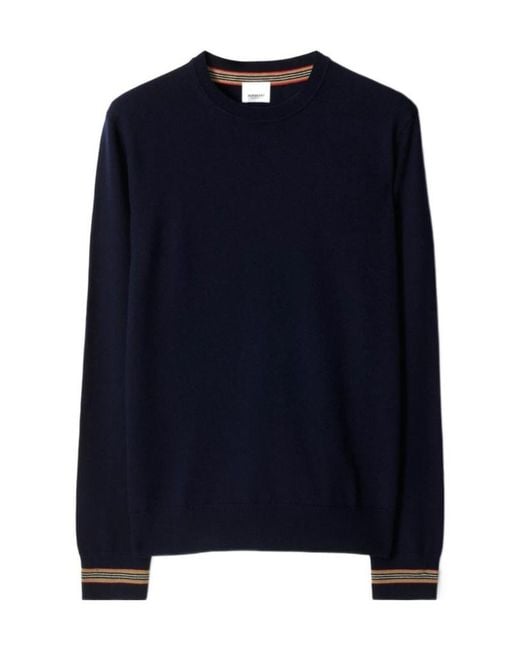 Burberry Blue Wool Sweater for men