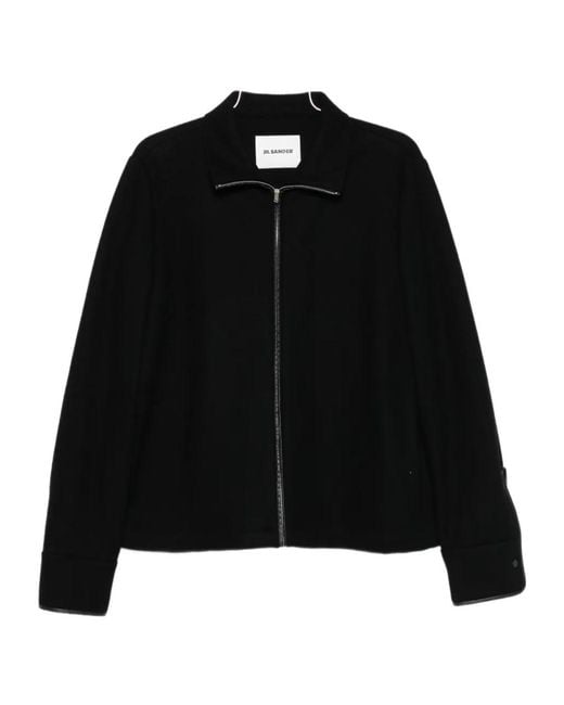 Jil Sander Black Zip-Up Knitted Cardigan