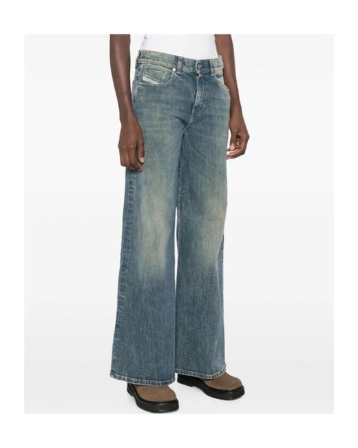 DIESEL Blue Wide-Leg Jeans