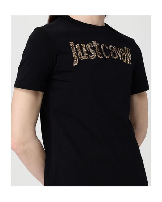 Just Cavalli Black Studded Logo T-Shirt