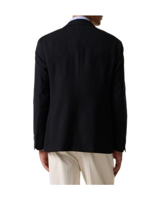 Canali Black Solid Color Wool Blazer for men