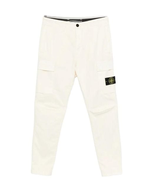 Stone Island Natural Logo Patch Cargo Trousers for men
