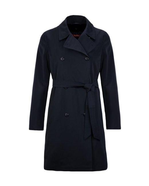 Max Mara Blue Double-Breasted Belt Coat