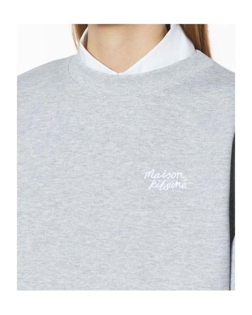 Maison Kitsuné Gray Maison Kitsuné Logo Embroidered Crewneck Sweatshirt