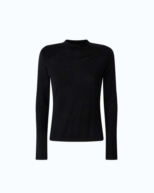 Pinko Black Wool Ribbed-Cuff Sweater
