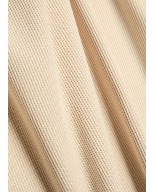 Veronica Beard Natural Pruitt Ribbed Stretch-Cotton T-Shirt