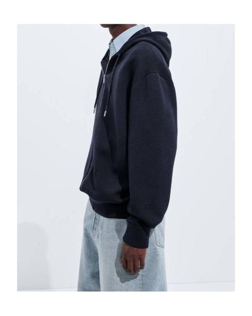 Bottega Veneta Blue Double Wool Hoodie for men