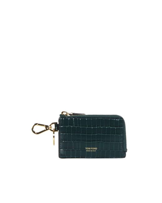Tom Ford Blue Zip-Around Wallet for men