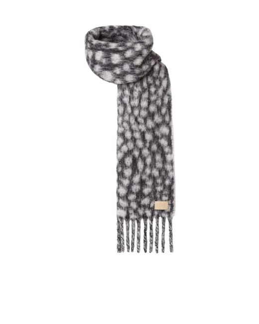 Fendi White Falena Dots Fringed Scarf