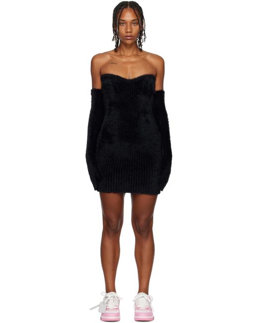 Off-White c/o Virgil Abloh Black Fuzzy Gloves Knitted Mini Dress