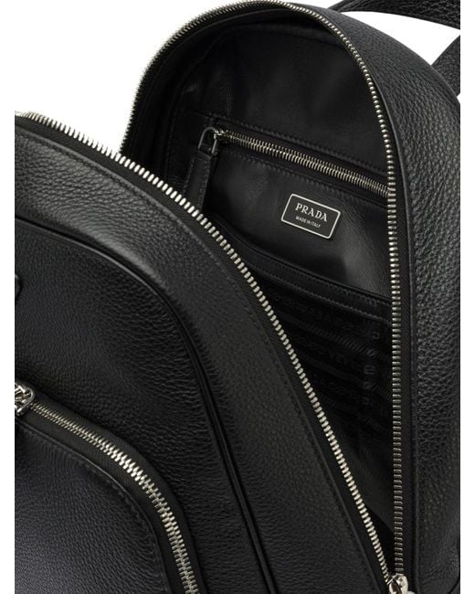 Prada Leather Backpack in Black for Men | Lyst UK
