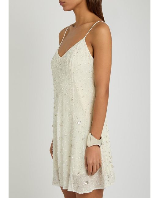 Staud White Emily Embellished Mesh Mini Dress
