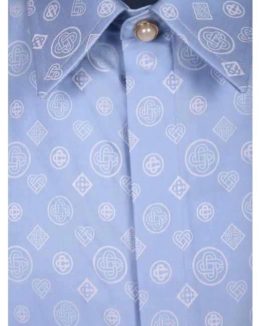 Casablanca Blue Monogram Patterned Shirt for men