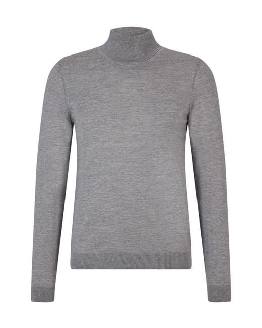 Boss Gray Roll-Neck Wool Jumper for men