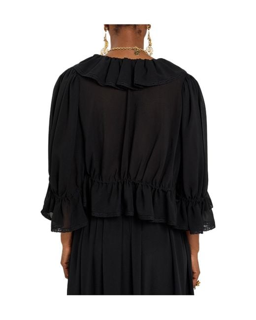 Chloé Black Ruffled Cropped Top