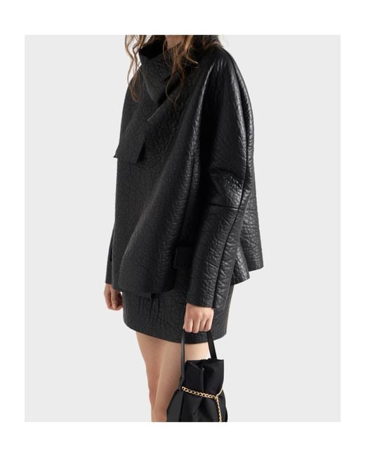 Prada Black Bonded Nappa Leather Jacket