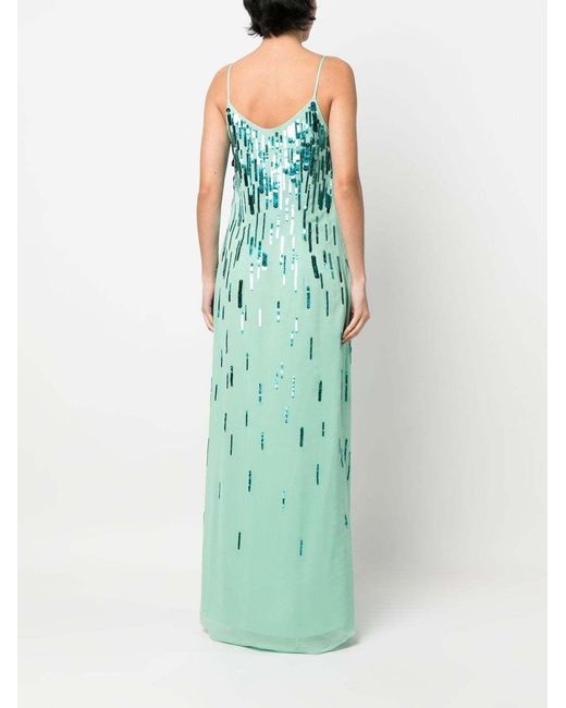 Amen Green Embellished V-Neck Dresses
